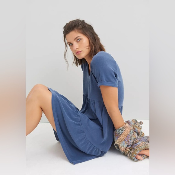 Anthropologie Sundry Vasha Tiered Mini Dress - XS, Pigment Navy - Picture 3 of 9